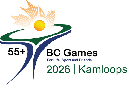 55-bcgames-2026-kamloops Sun rising over a stylized path with text "55+ BC Games 2026 Kamloops For Life, Sport and Friends"
